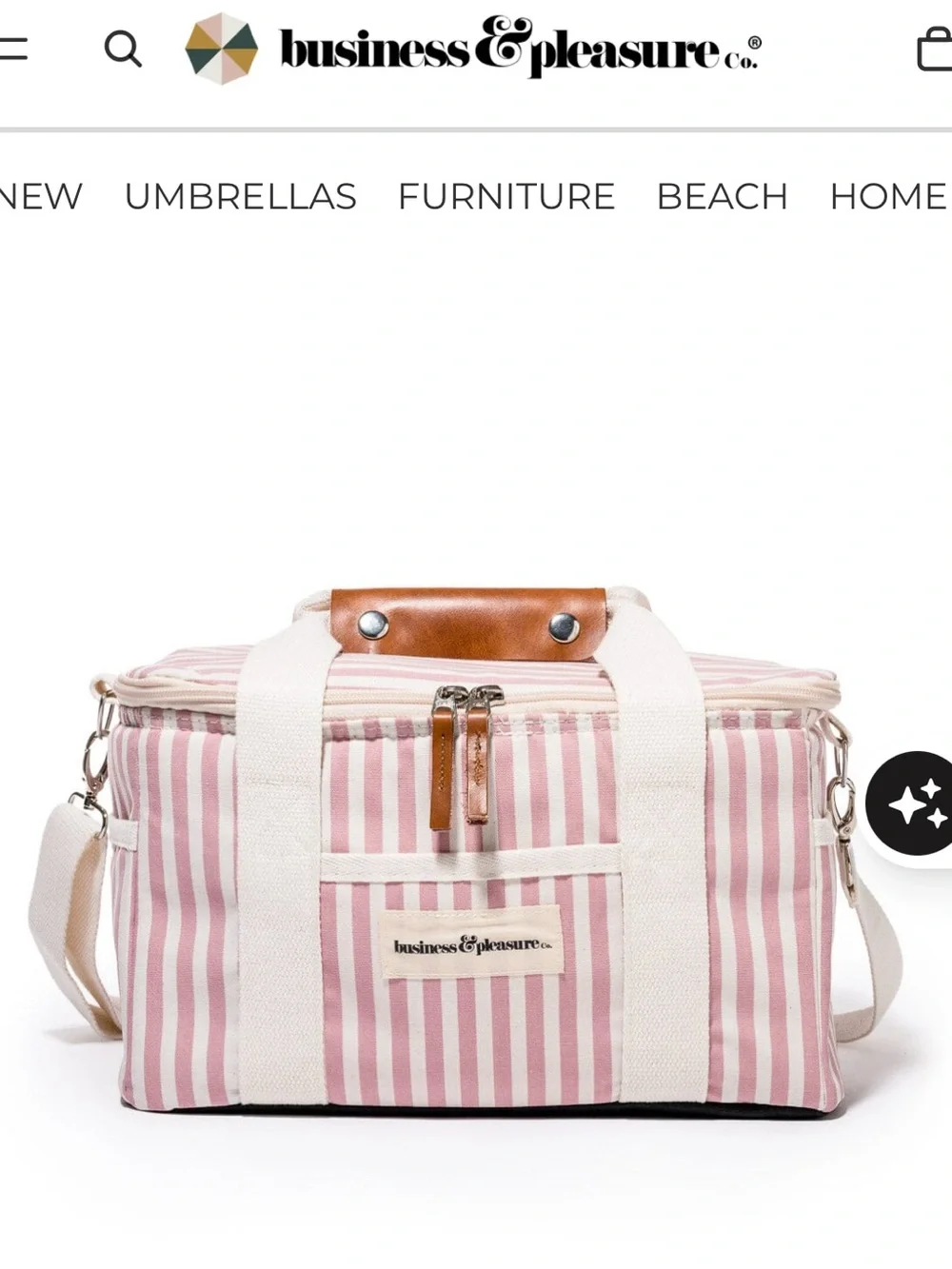 business & pleasure Striped Pink Canvas cooler Bag - Picture 1 of 6
